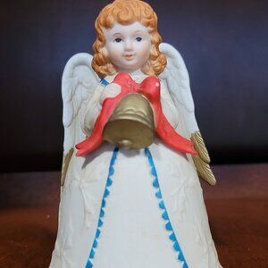 1988 Christmas Angel Bell Figurine Homco Vintage Holiday Decor